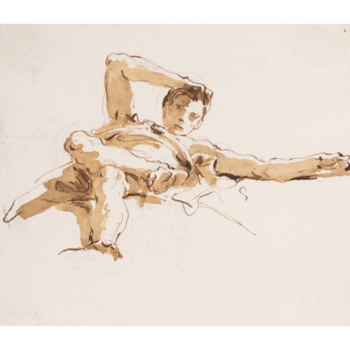 A Study for a Ceiling: A Seated Draped Figure, Seen from Below